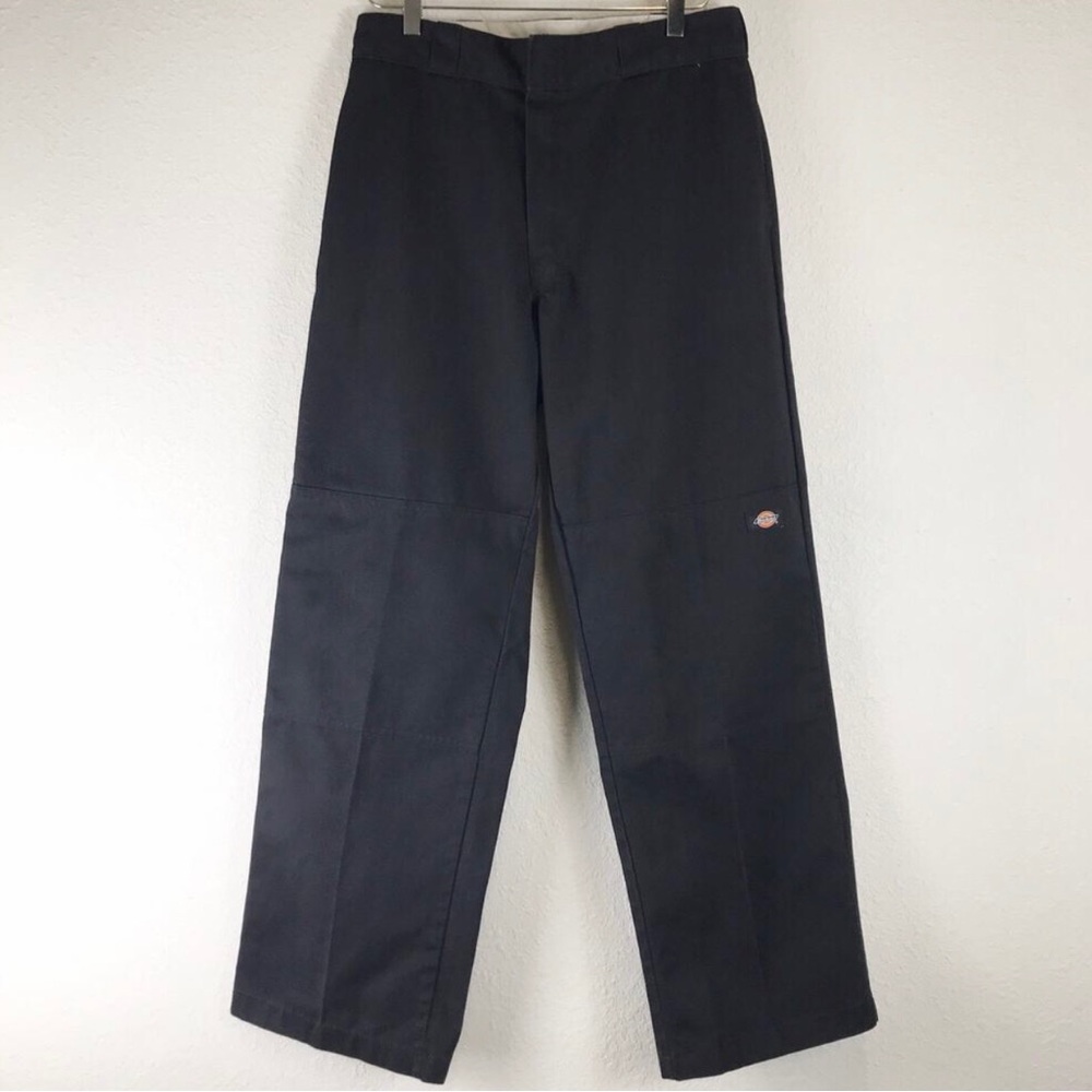 Dickies Loose Fit Double Knee Work Pants Straight Leg High Rise Black Size 33x32